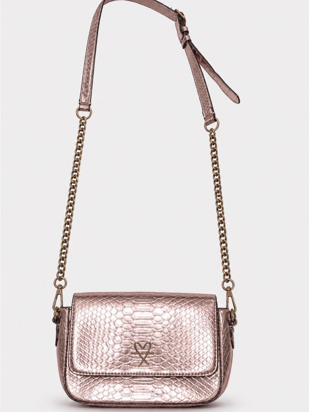 Metallic rose-pink mini shoulder bag